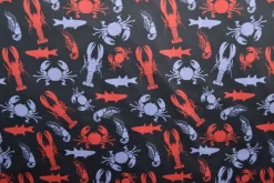 Sweaterstof / Jogging alpenfleece – Zeedieren zwart