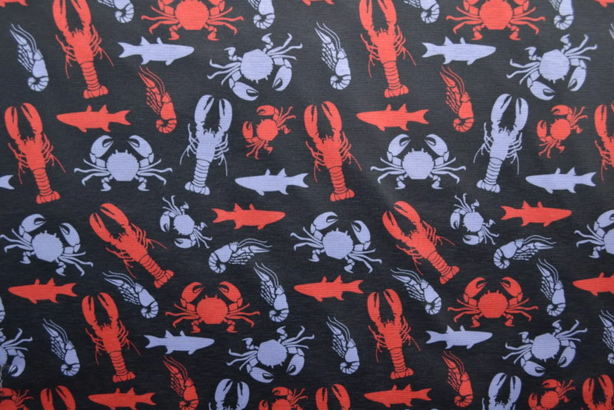Sweaterstof / Jogging alpenfleece – Zeedieren zwart