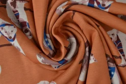 Sweaterstof / Jogging alpenfleece – Ijsberen donker okergeel