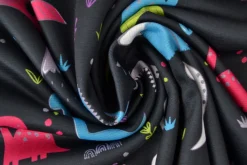 Sweaterstof / Jogging alpenfleece – Dino’s zwart