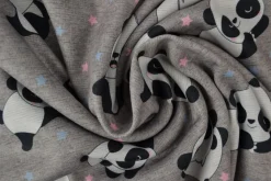 Sweaterstof / Jogging alpenfleece – Panda lichtgrijs
