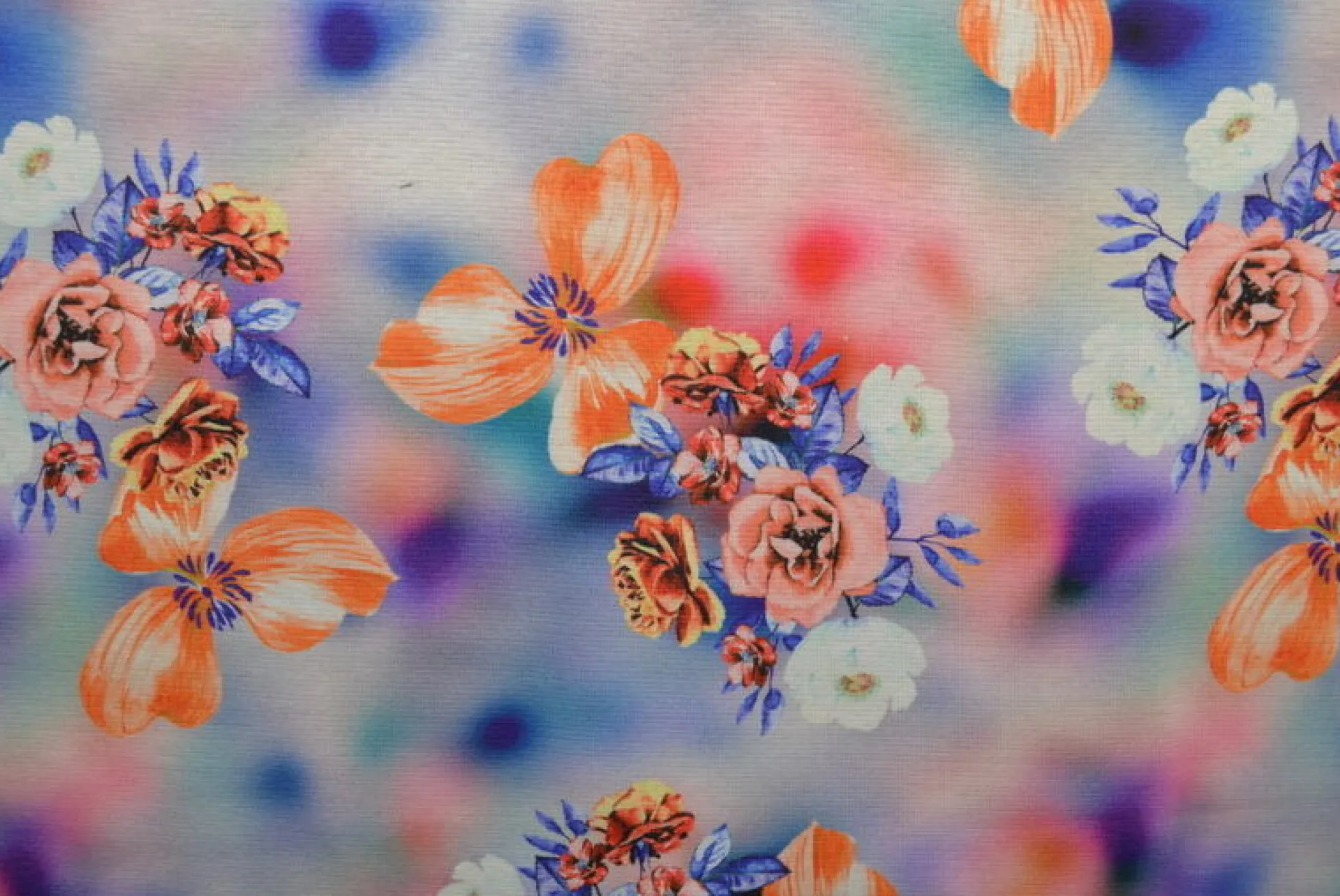 Sweaterstof / Jogging alpenfleece – Kleurrijke bloemen
