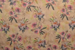 Sweaterstof / Jogging alpenfleece – Kleurrijke bloemen beige