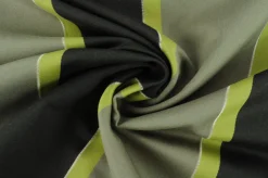 Verduisteringsstof – Gestreept donkerbruin / limegroen