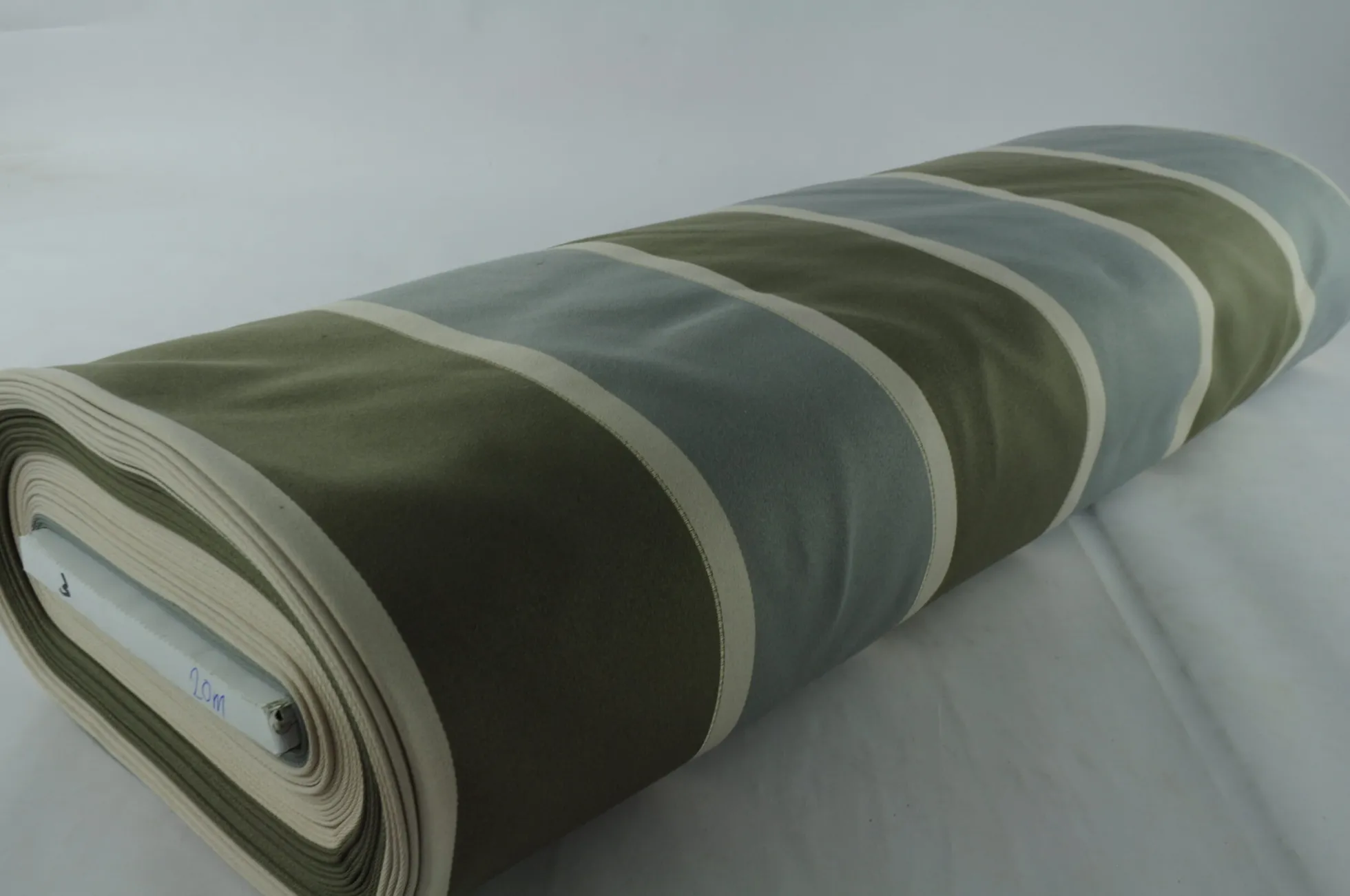 Verduisteringsstof – Gestreept taupe / oudgroen
