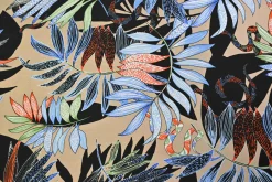 Viscose crêpe – Beige leaves