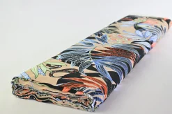 Viscose crêpe – Beige leaves