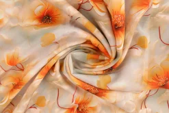 Viscose digitaal – Bright orange blossom