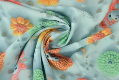 Viscose digitaal – Bubble bear turquoise