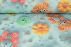 Viscose digitaal – Bubble bear turquoise