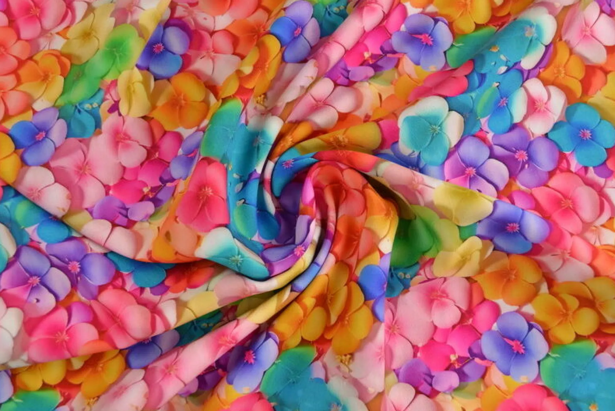 Viscose digitaal – Colorful flowers allover