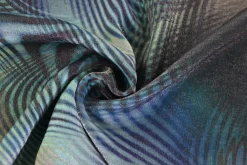 Viscose EcoVero – Glossy waves blue & green