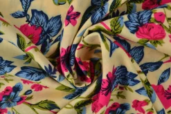 Viscose – Flower branch champagne