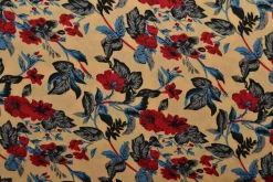 Viscose – Flower branch light beige