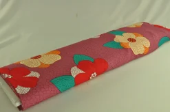 Viscose – Flower drawing on dark oldpink