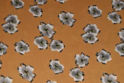 Viscose – Grey flower on camel