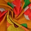 Viscose – Red and yellow flower drawing on ocher