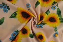 Viscose – Sunflower on baby pink