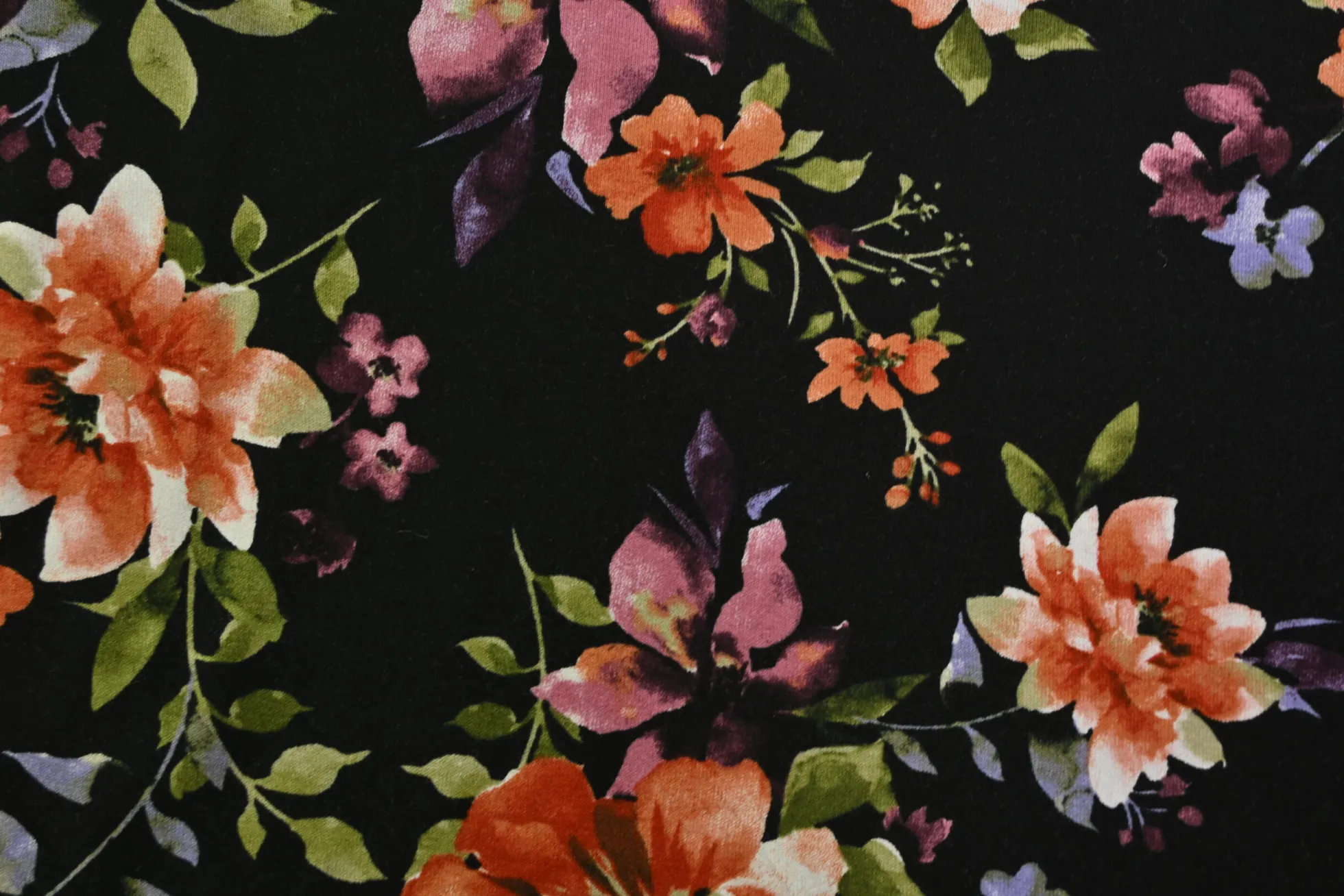 Viscose tricot – Black Autumn Bloom