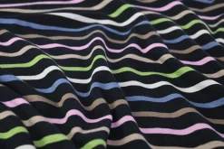 Viscose tricot – Black Pastel Stripes