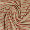 Viscose tricot – Ecru en koraalroze gestreept