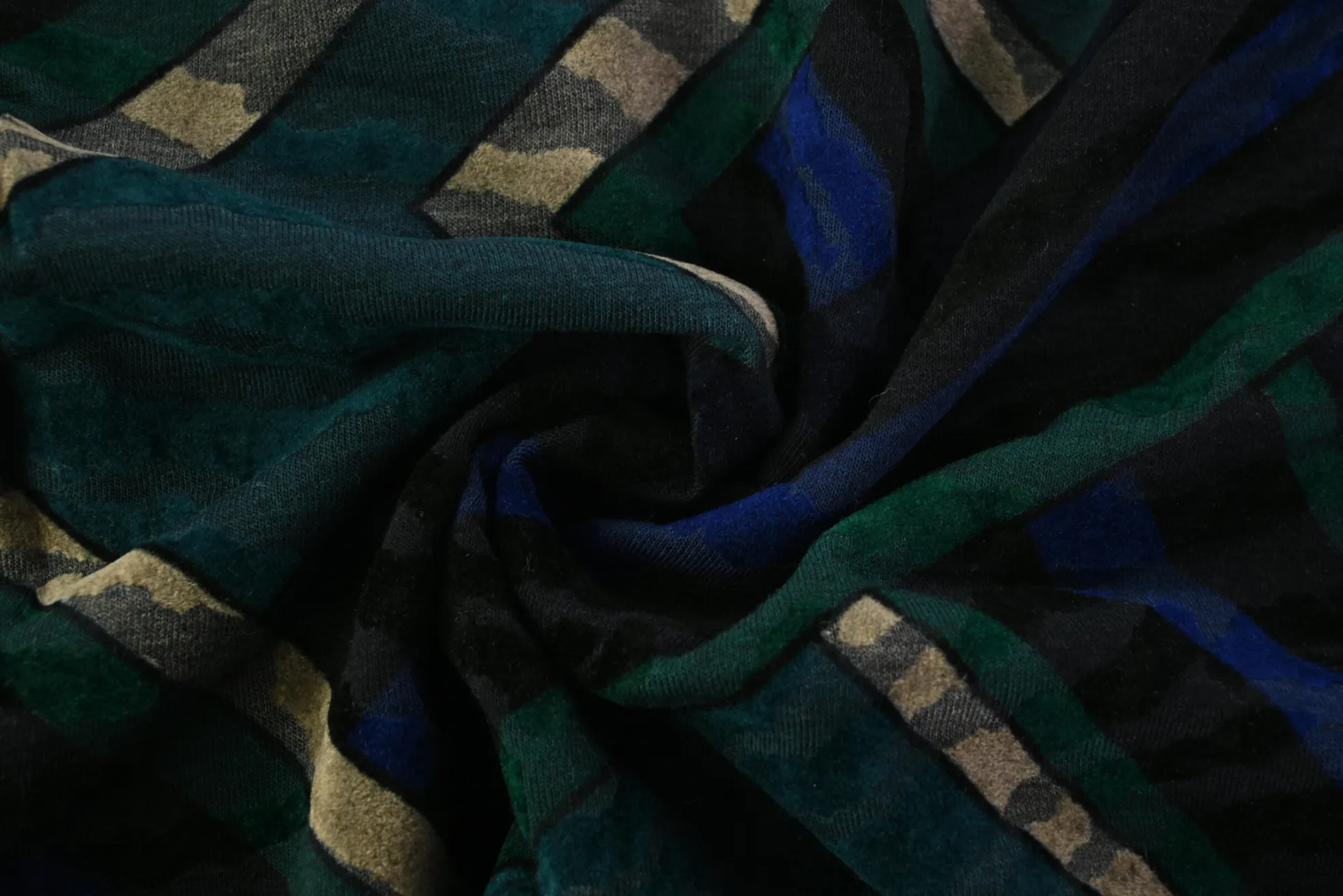 Viscose tricot – Flockprint – Geo lines