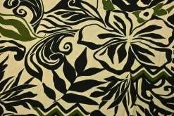 Viscose tricot – Jungle noir olive on champagne