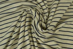 Viscose tricot – Navy en ecru gestreept