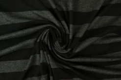 Viscose tricot – Zwart en donkergrijs gestreept