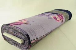 Viscose twill – Purple flower panel 85cm