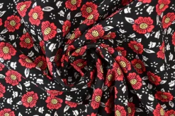 Viscose – Wild flowers red on black