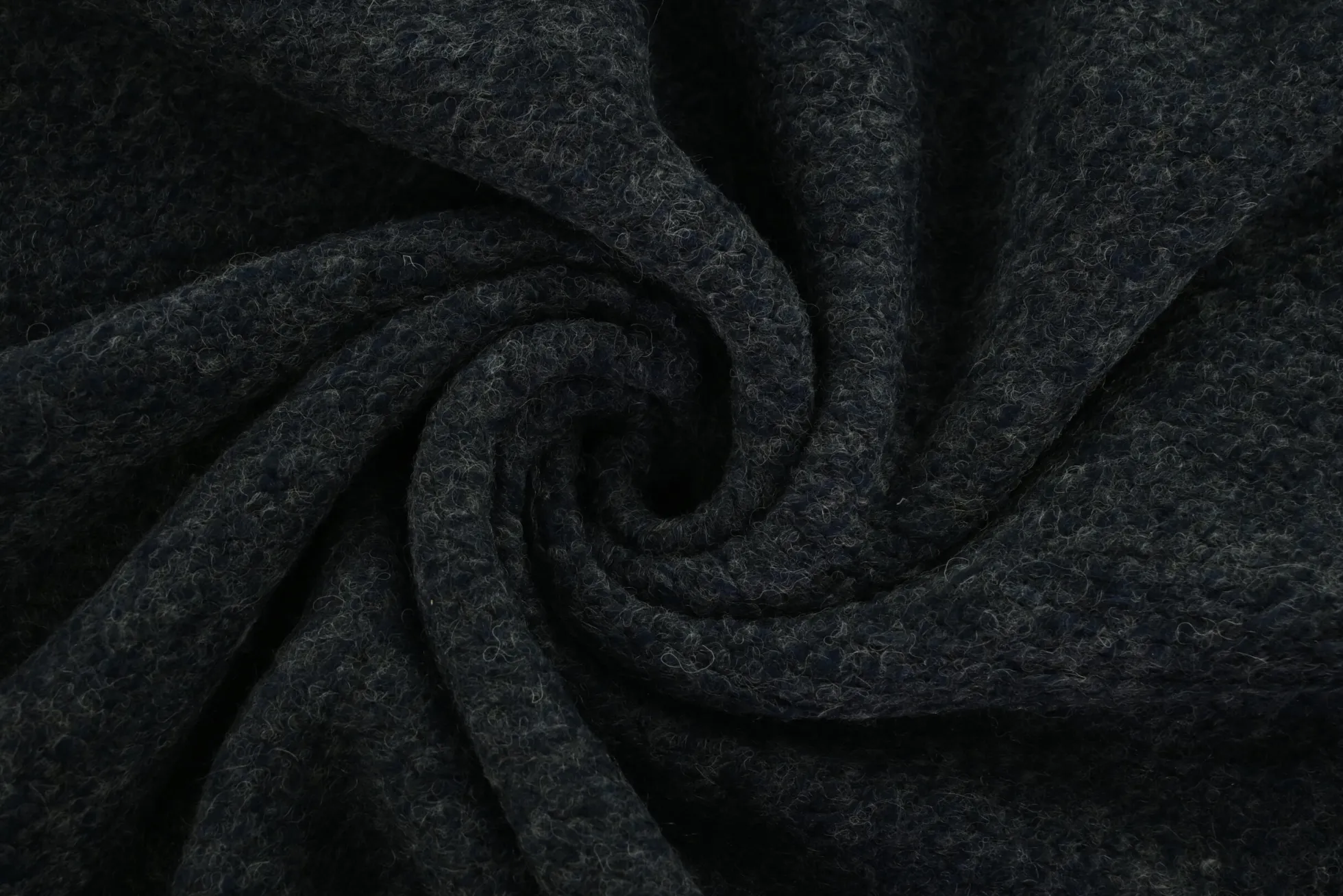 Wollen stof bouclé – Navy & donkergrijs knitted
