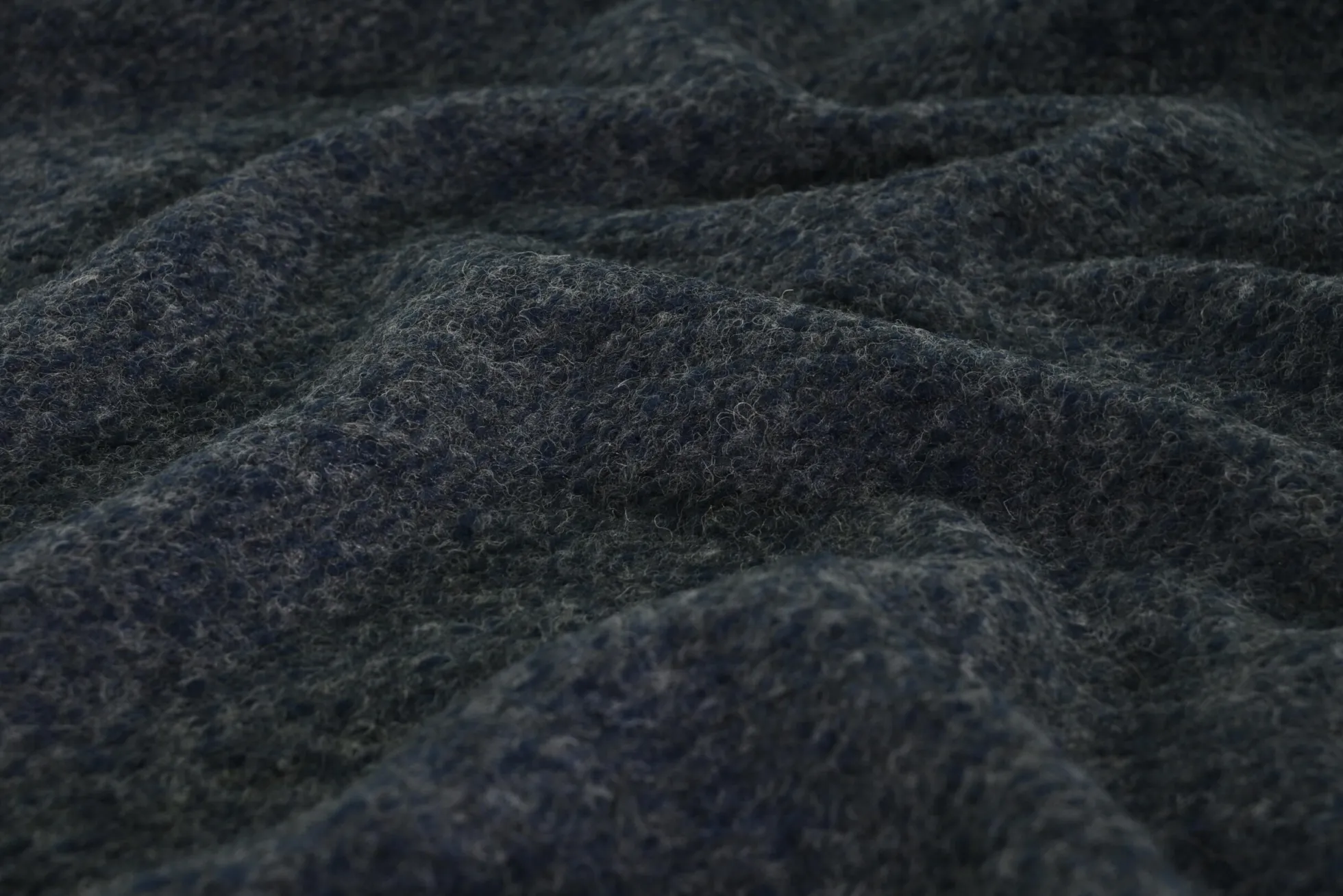 Wollen stof bouclé – Navy & donkergrijs knitted