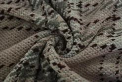 Wollen stof bouclé – Poederroze, grijs & bruin ruit