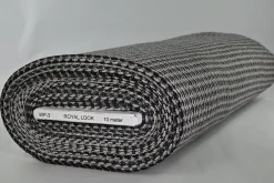 Wollen stof – Grijs & zwart weeflook knitted