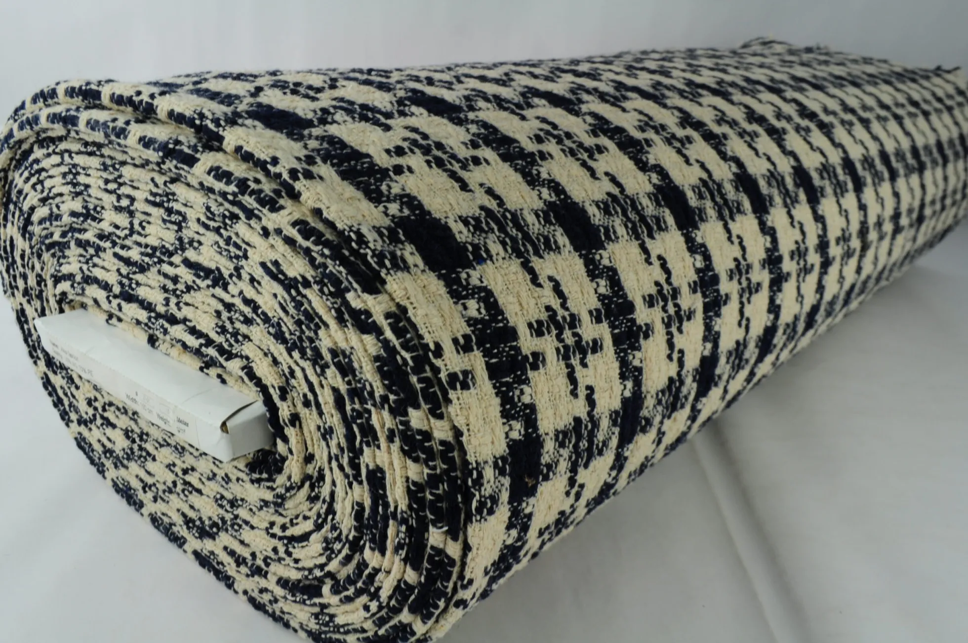 Wollen stof – Navy & zand jacquard