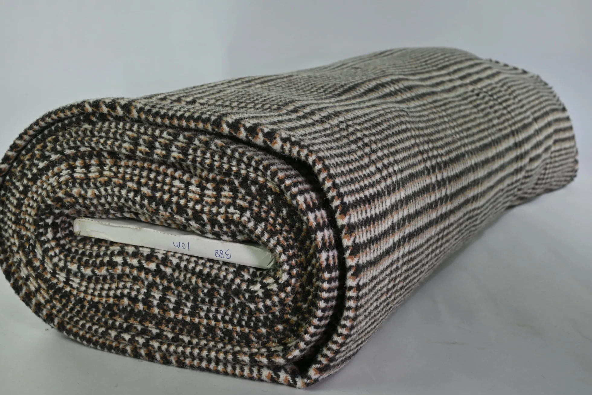 Wollen stof – Prince de Galles antraciet & cognac