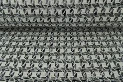 Wollen stof – Zwart & wit jacquard geweven