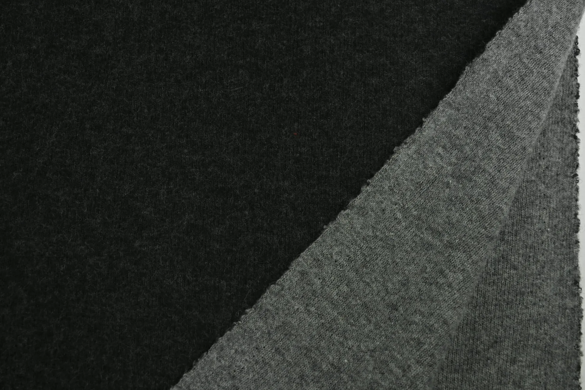 Wollen sweaterstof – Antraciet & donkergrijs double face